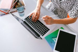 Woman using laptop