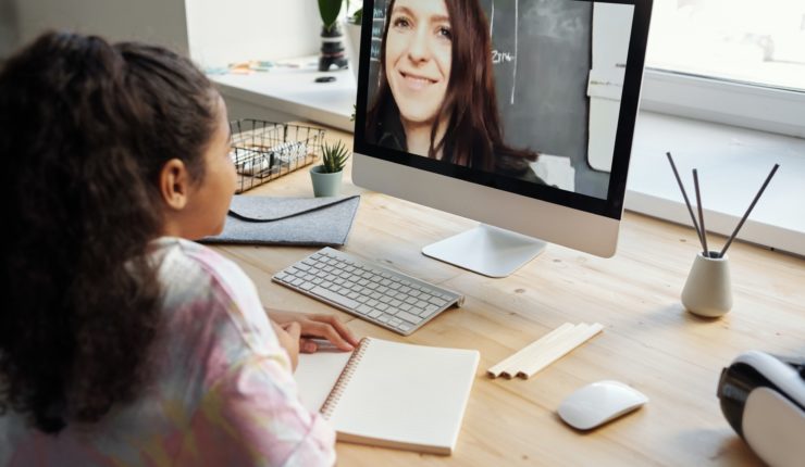 girl learning from home
