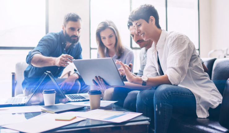 Concept,Of,Presentation,New,Startup,Project.group,Of,Young,Coworkers,Discussing