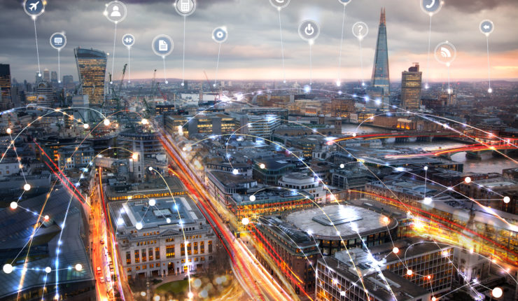 City,Of,London,At,Sunset.,Illustration,With,Communication,And,Business