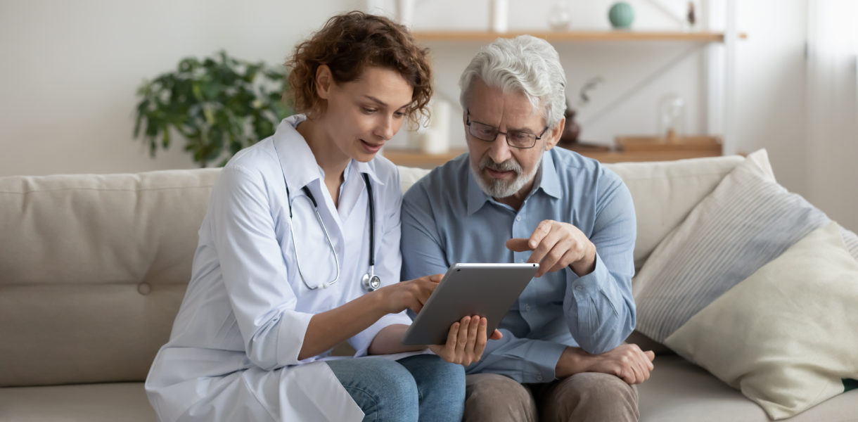 Female,Professional,Doctor,Showing,Medical,Test,Result,Explaining,Prescription,Using