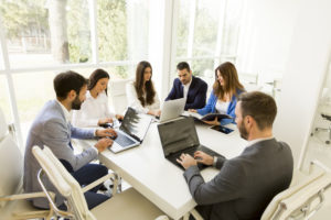 working in an office