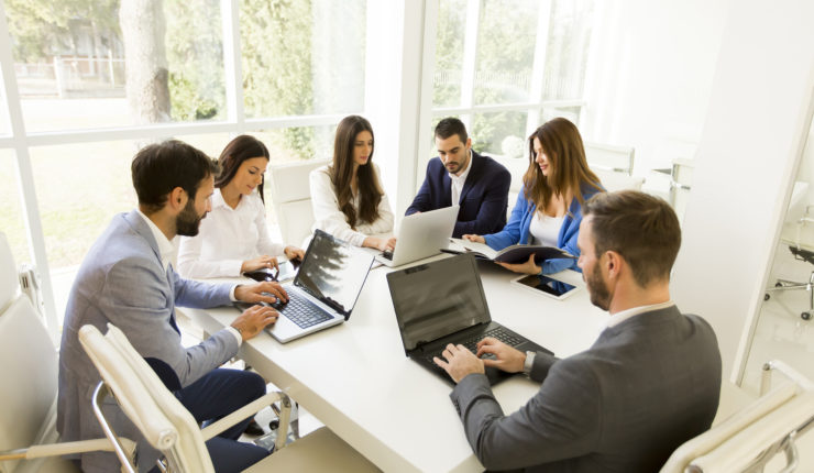 working in an office