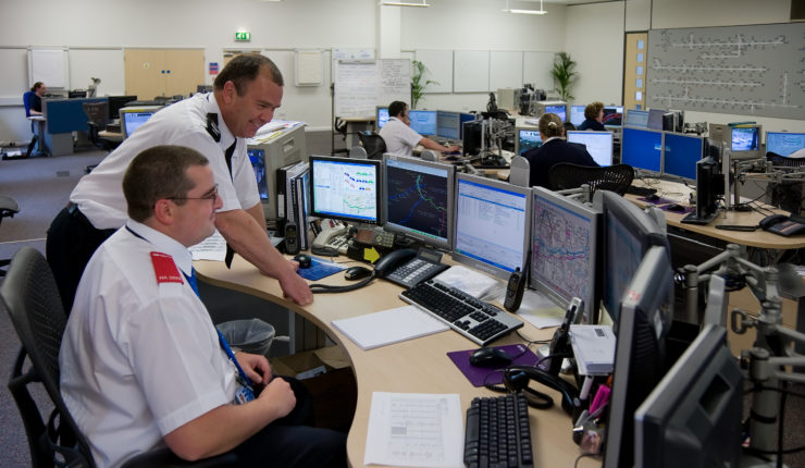 Police working on computers
