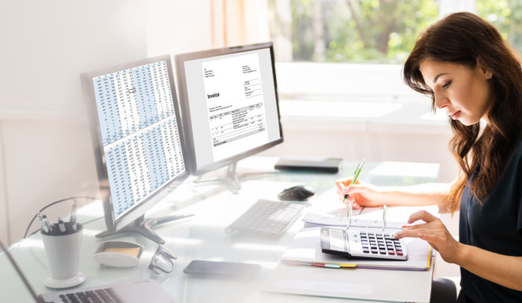 Accountant,Using,E,Invoice,Software,At,Computer,In,Office
