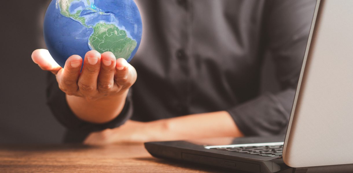 The,Earth,On,The,Palm,Young,Man,In,A,Black