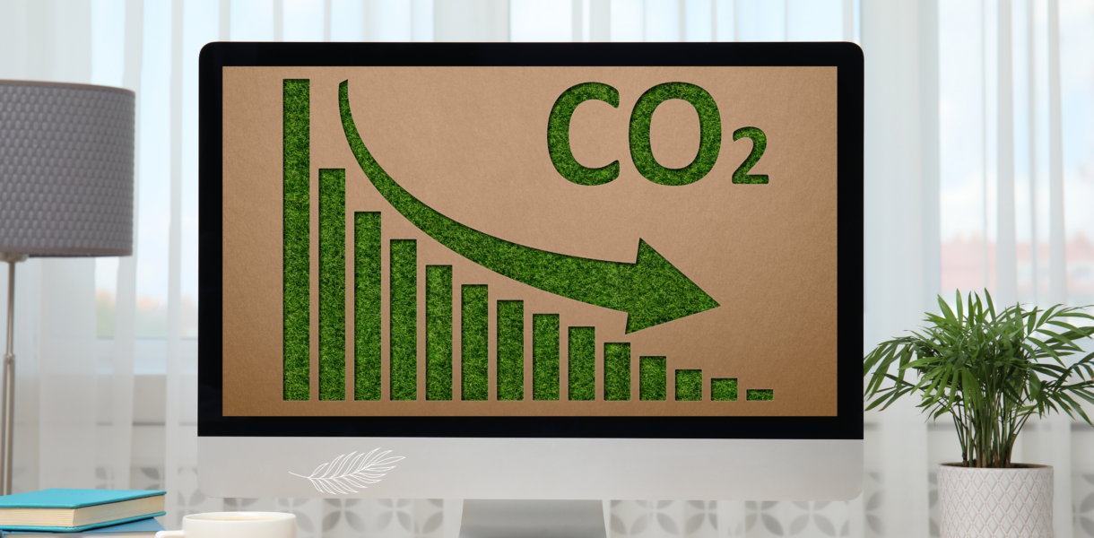 net Zero image on computer sat on desk