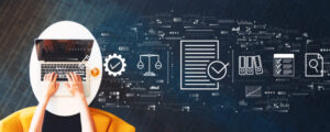Compliance,Concept,With,Person,Using,A,Laptop,On,A,White