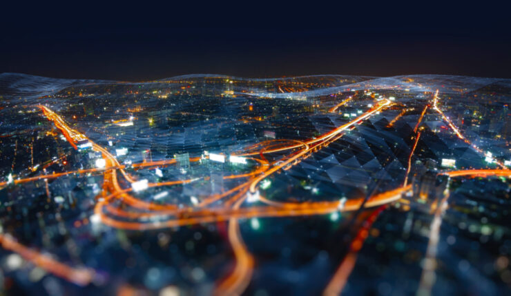 Wireless network and Connection technology concept with Abstract Bangkok city background