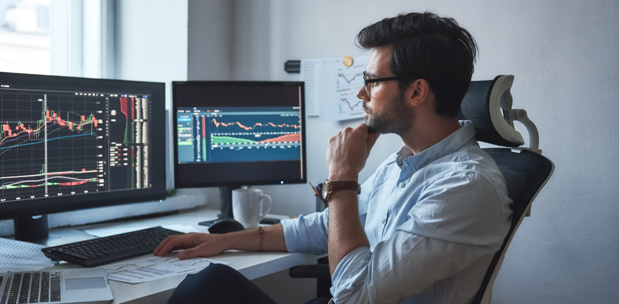 Busy,Working,Day.,Side,View,Of,Successful,Trader,Or,Businessman