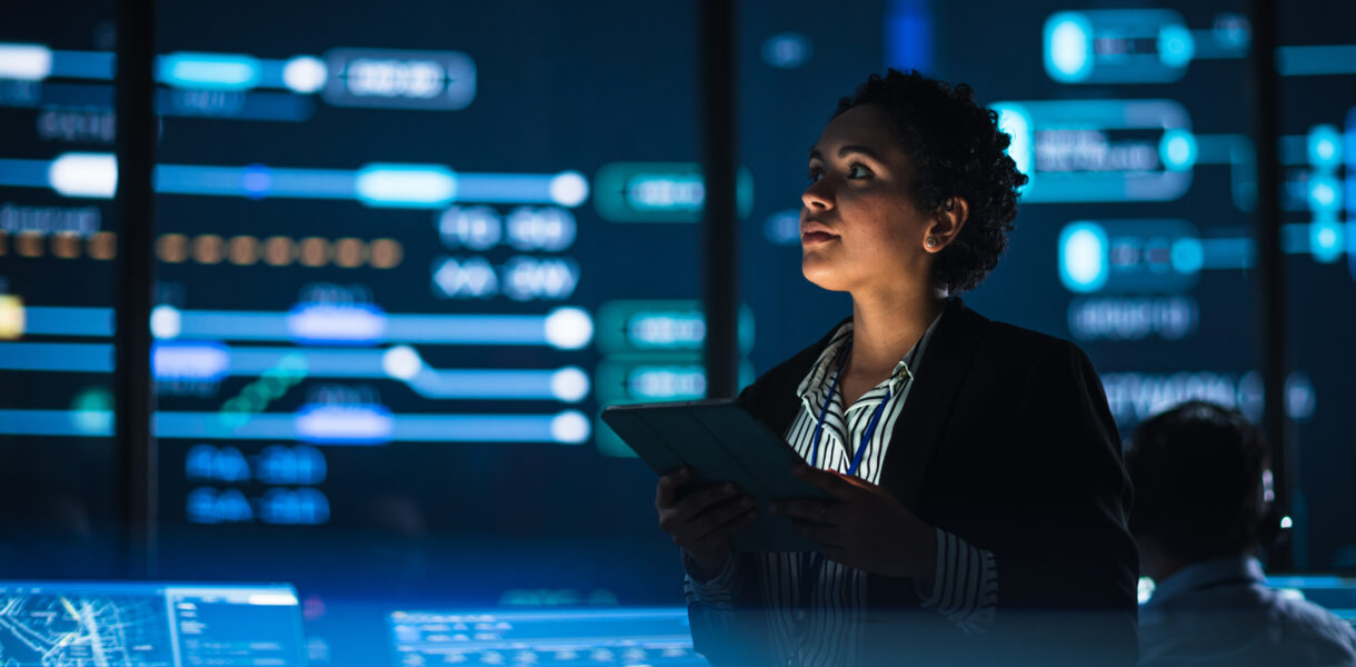 Young,Multiethnic,Female,Government,Employee,Uses,Tablet,Computer,In,System