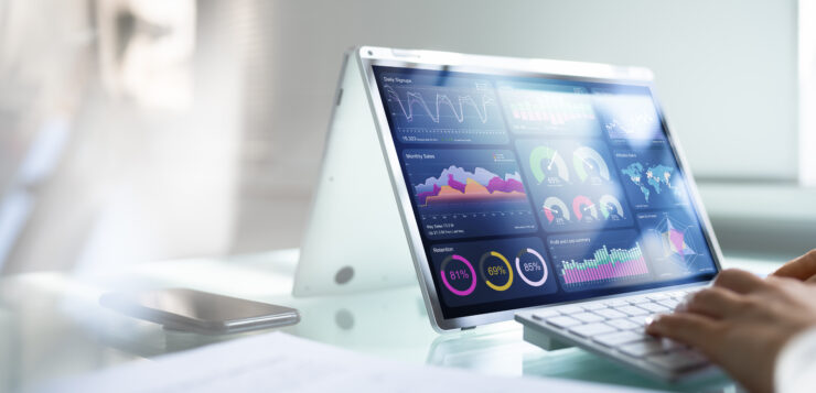 African,Businesswoman,Using,Analytics,Data,Kpi,Dashboard,Tech