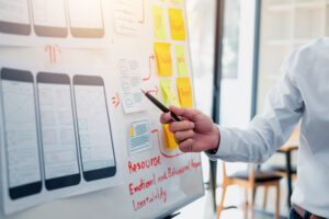Group,Of,Designers,Work,Together,To,Brainstorm,,Outline,,And,Develop