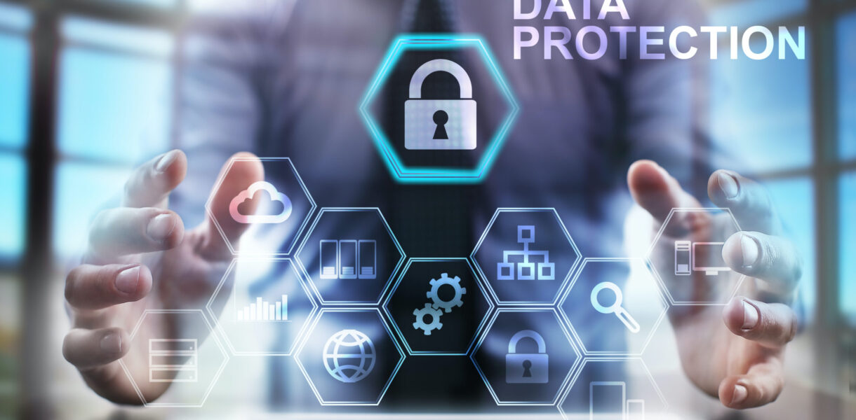 Business,Man,Using,Modern,Tablet,Computer.,Data,Protection,Concept.,Business