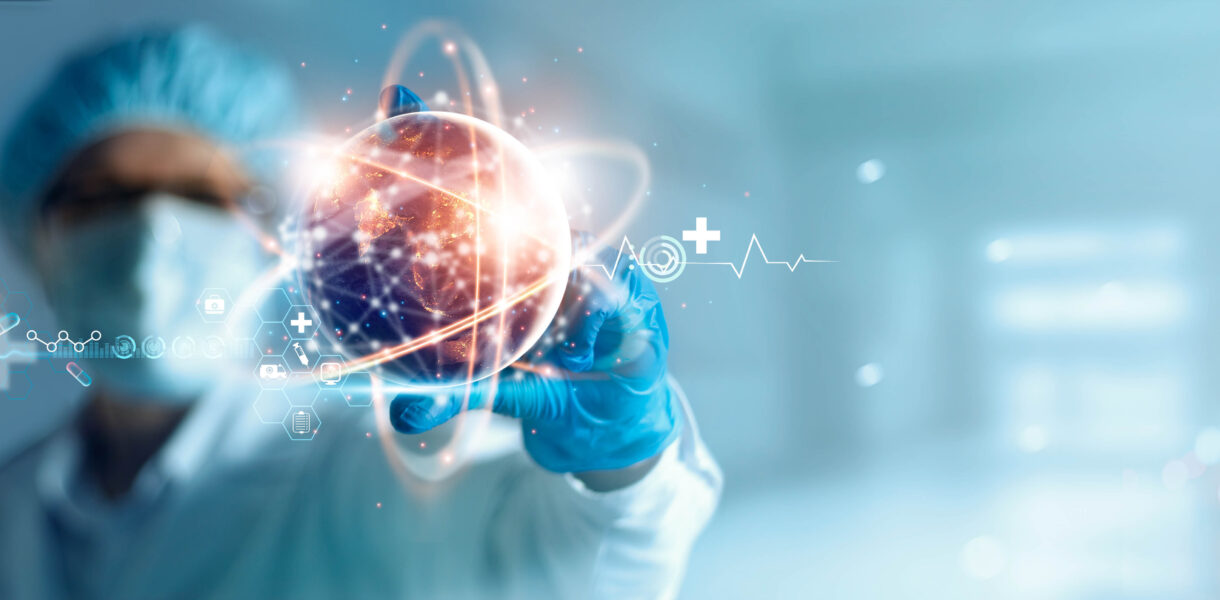 Doctor,Holding,Virtual,Globe,With,Healthcare,Network,Connection.,Science,And